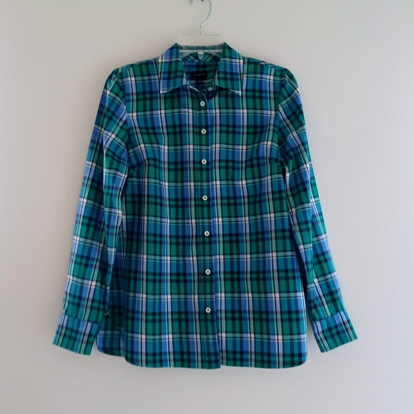 Talbots Tops - TALBOTS Green Plaid Shirt, size XS